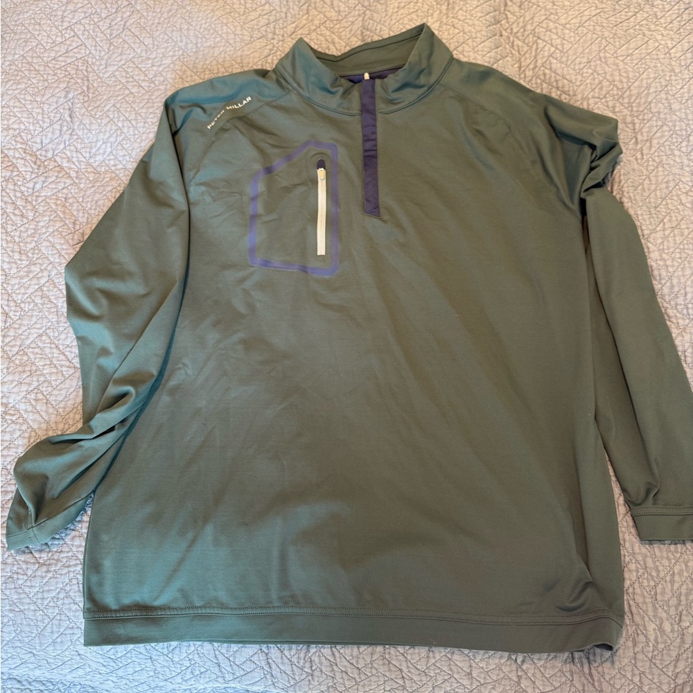 Peter Millar Olive Green Half-Zip Performance Pullover
